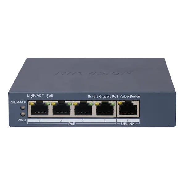 Hikvision PoE+ Switch με 5 Θύρες Gigabit (1Gbps) Ethernet Hikvision PoE+ Switch με 5 Θύρες Gigabit (1Gbps) Ethernet